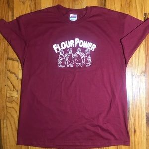 Flour Power Summer Picnic TShirt Maroon VTG Baker